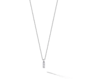 Birks 18K White Gold Small Diamond Vertical Bar Necklace