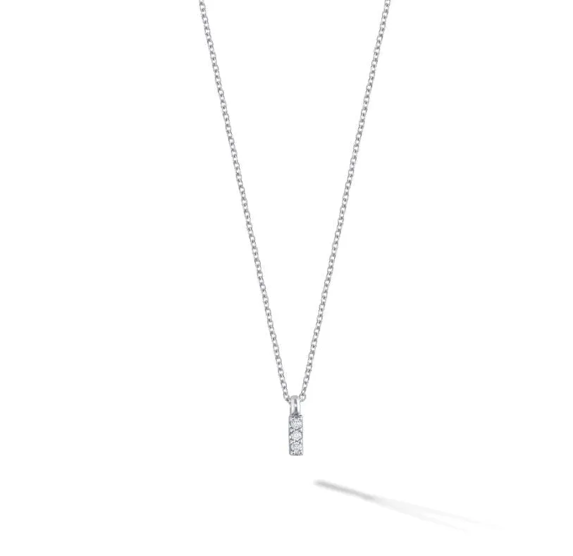 Birks 18K White Gold Small Diamond Vertical Bar Necklace