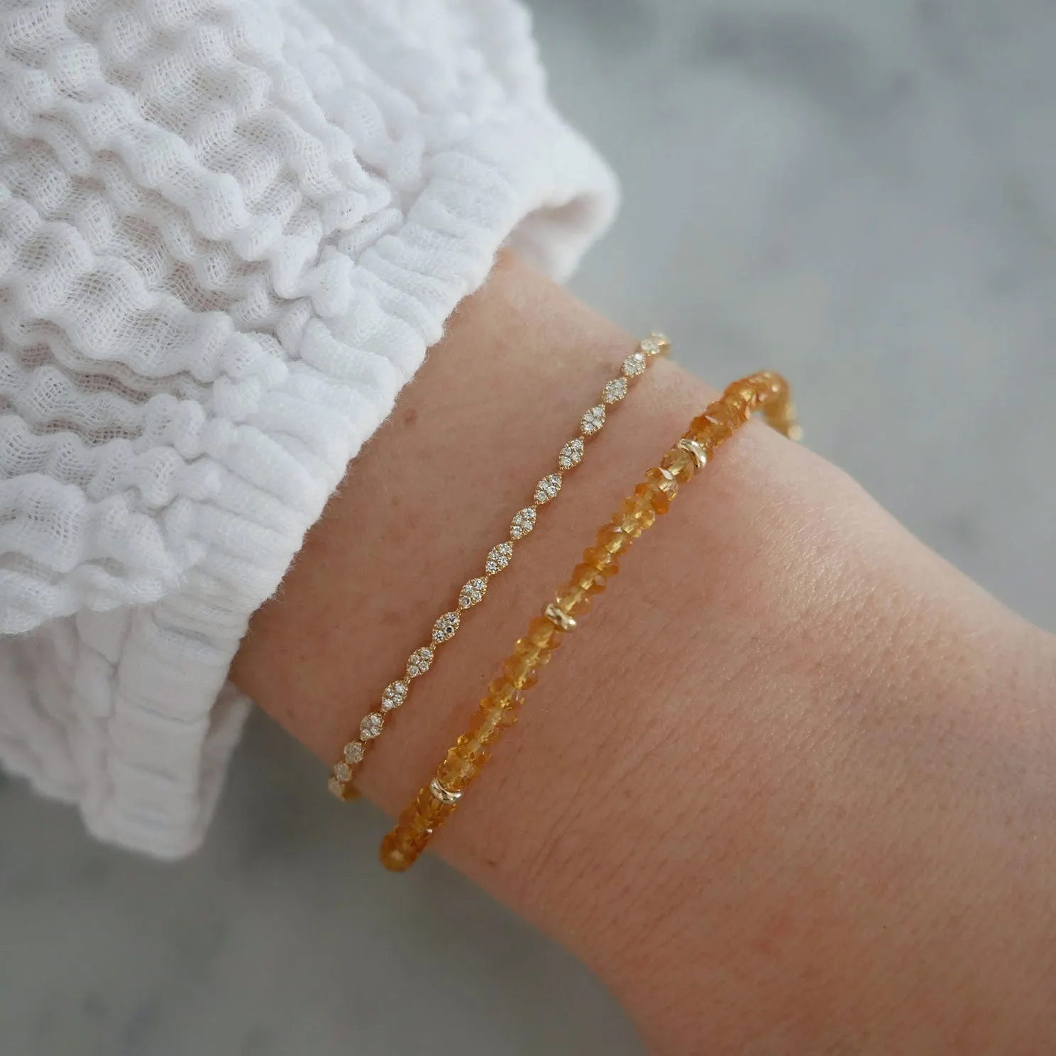 Birthstone Bead Bracelet In Citrine