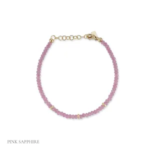 Birthstone Bead Bracelet  in Pink Sapphire