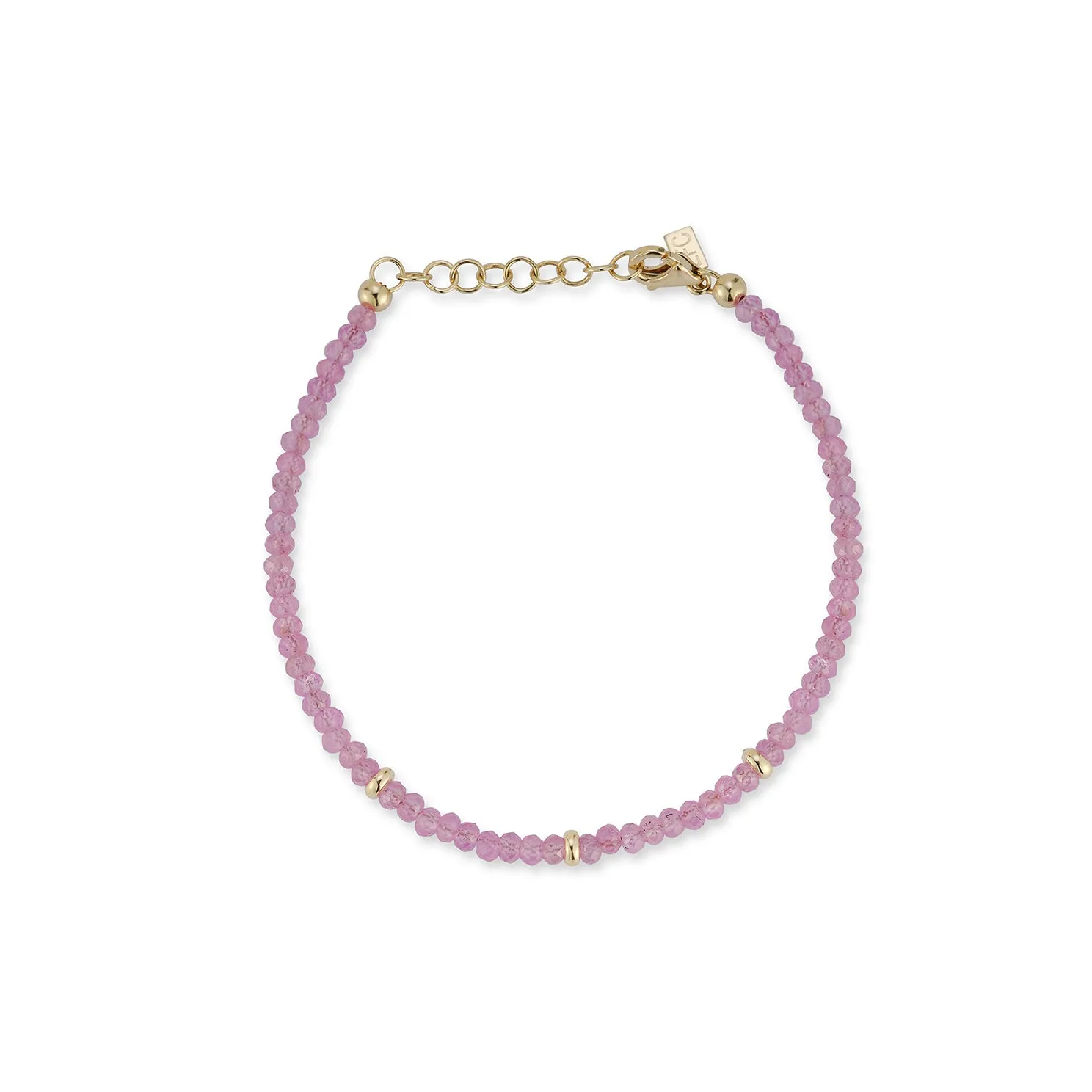 Birthstone Bead Bracelet  in Pink Sapphire