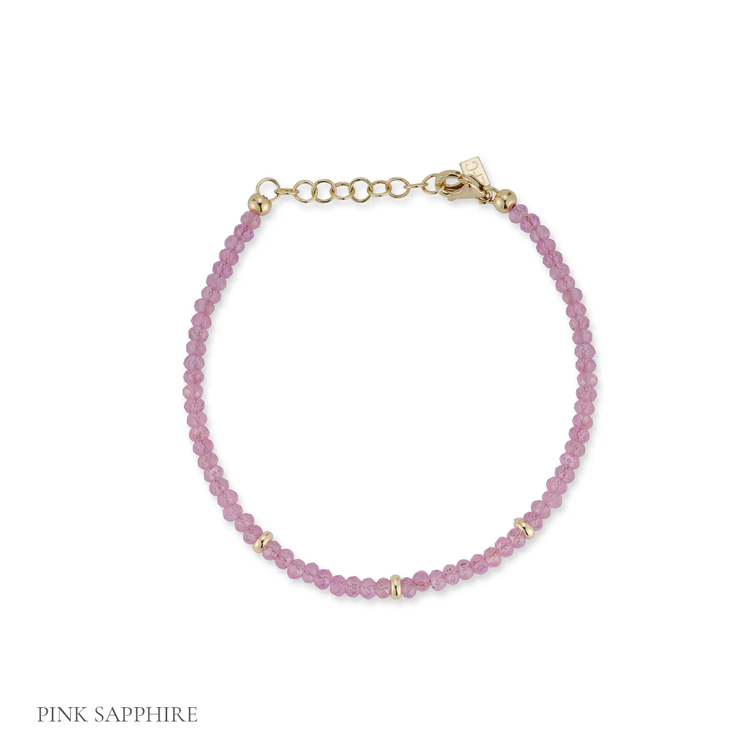 Birthstone Bead Bracelet  in Pink Sapphire