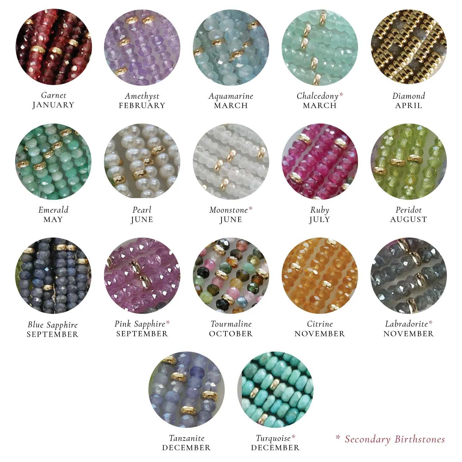 Birthstone Bead Bracelet  in Pink Sapphire
