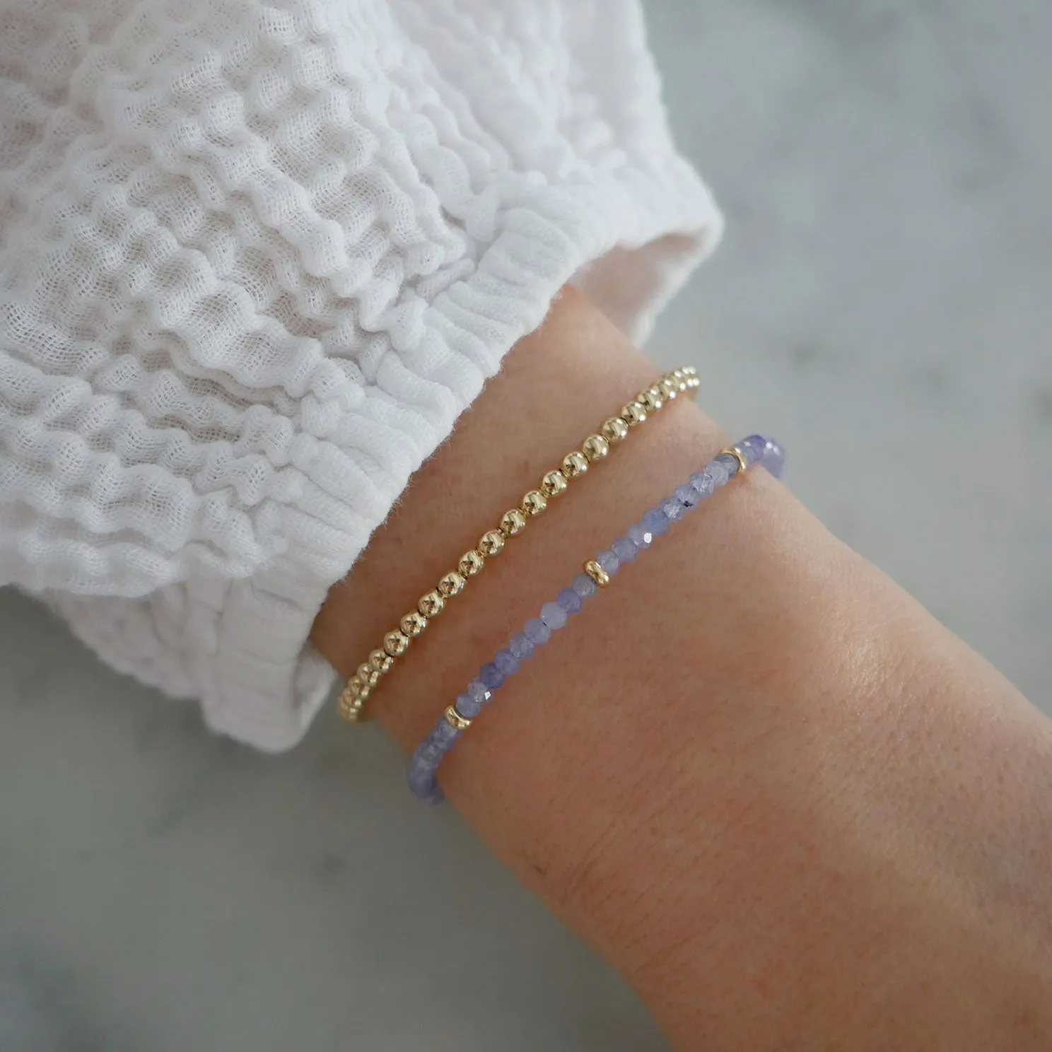 Birthstone Bead Bracelet In Tanzanite