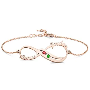 Birthstone Bracelet Custom Name Infinity Bracelet