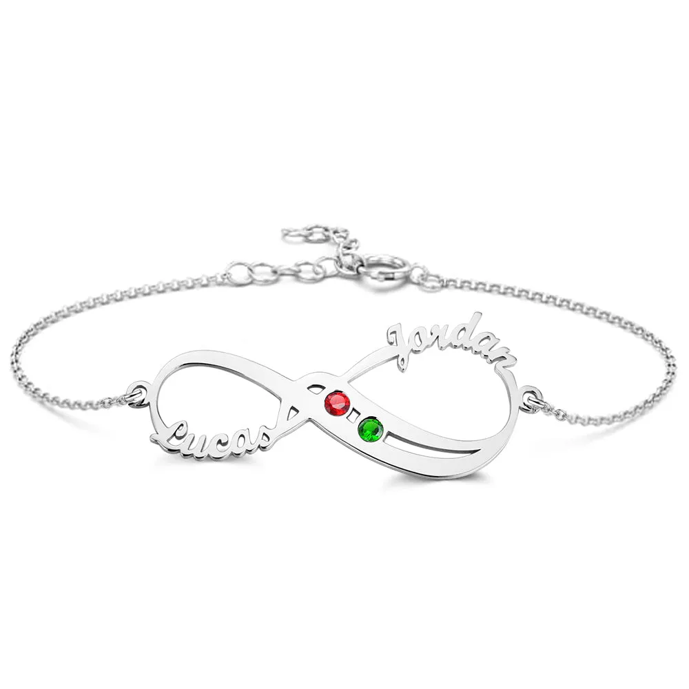 Birthstone Bracelet Custom Name Infinity Bracelet
