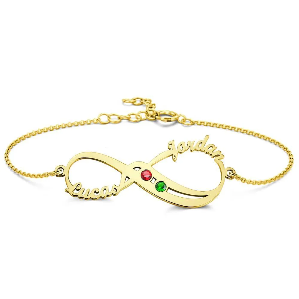 Birthstone Bracelet Custom Name Infinity Bracelet