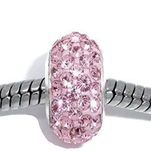 Birthstone June Lt Pink  Crystals Bead Pandora Troll Chamilia Biagi Bead Compatible