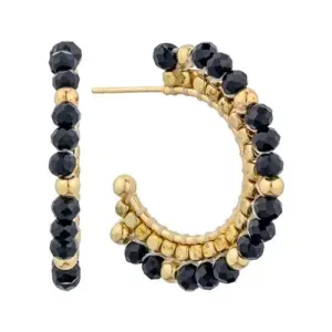 Black Crystal Hoop Earring
