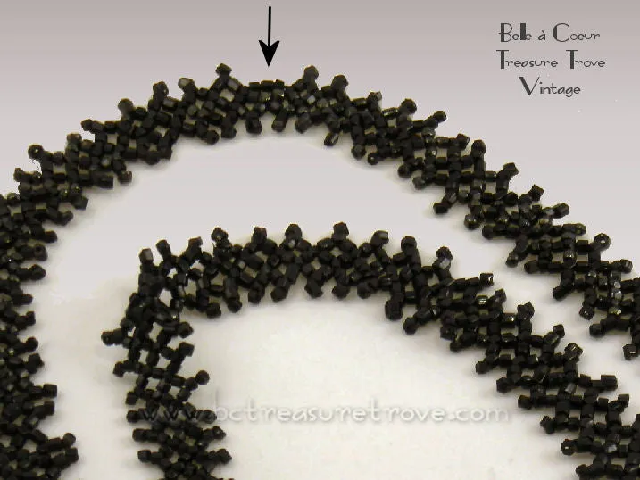 Black Glass Flapper Bead Necklace 1920s Original Antique Gatsby Era