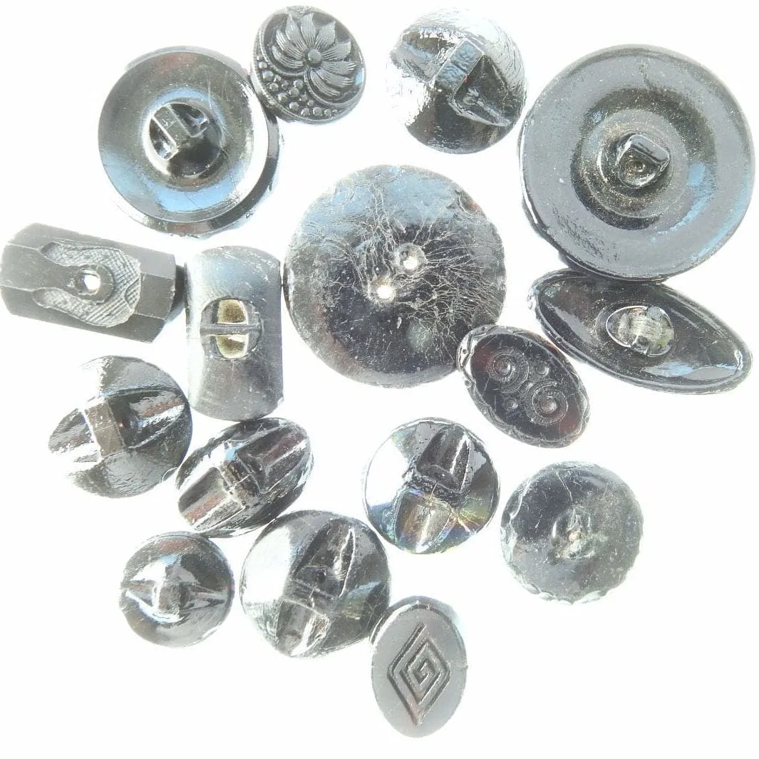 Black old glass buttons