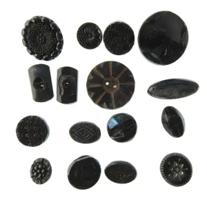 Black old glass buttons