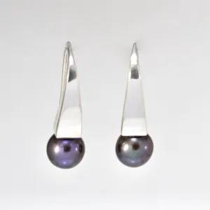 Black Pearl Earrings - Straight
