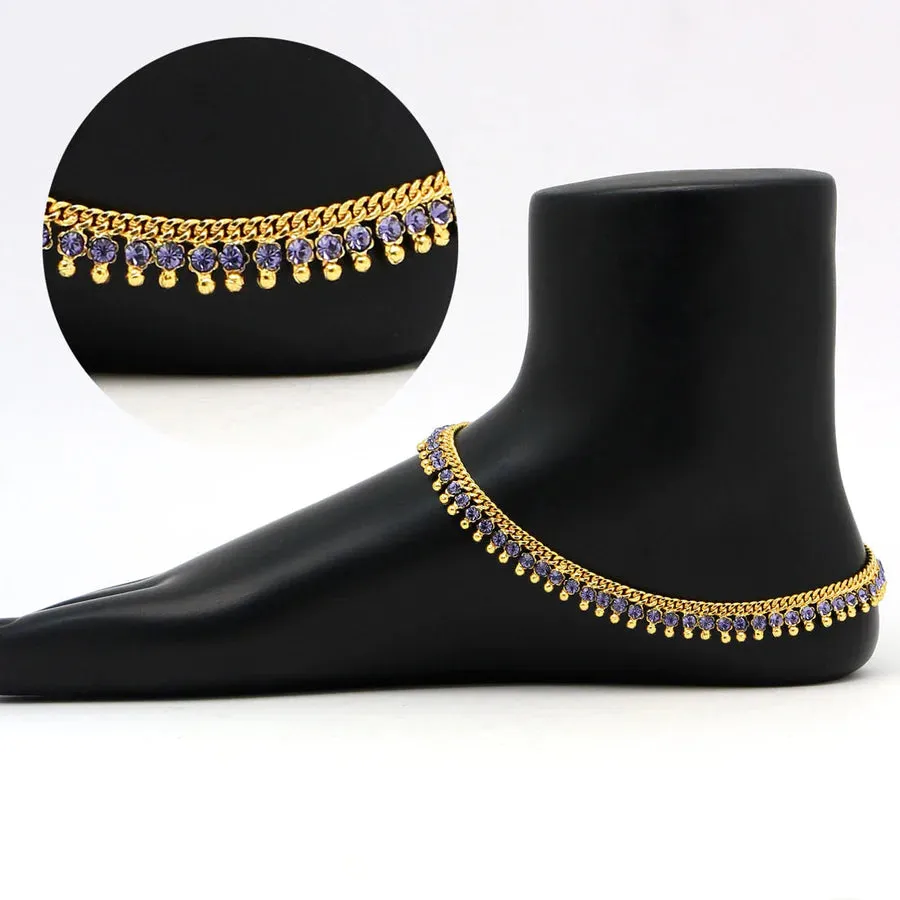 Blue Color Rhinestone Anklets (1Pair)