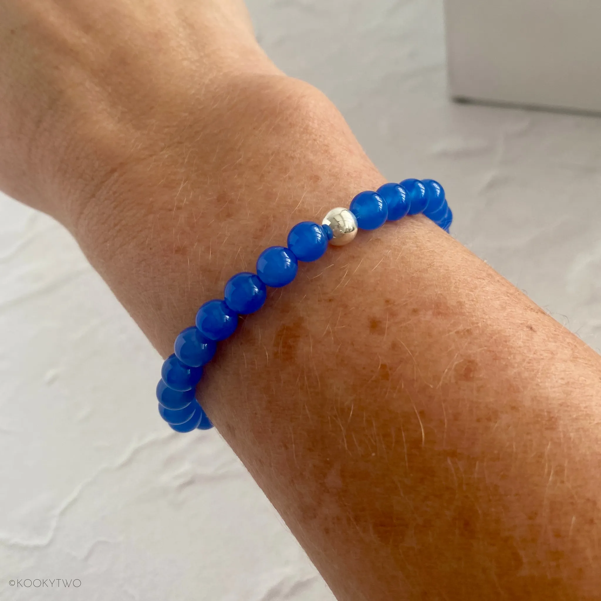 Blue Onyx Bead Bracelet