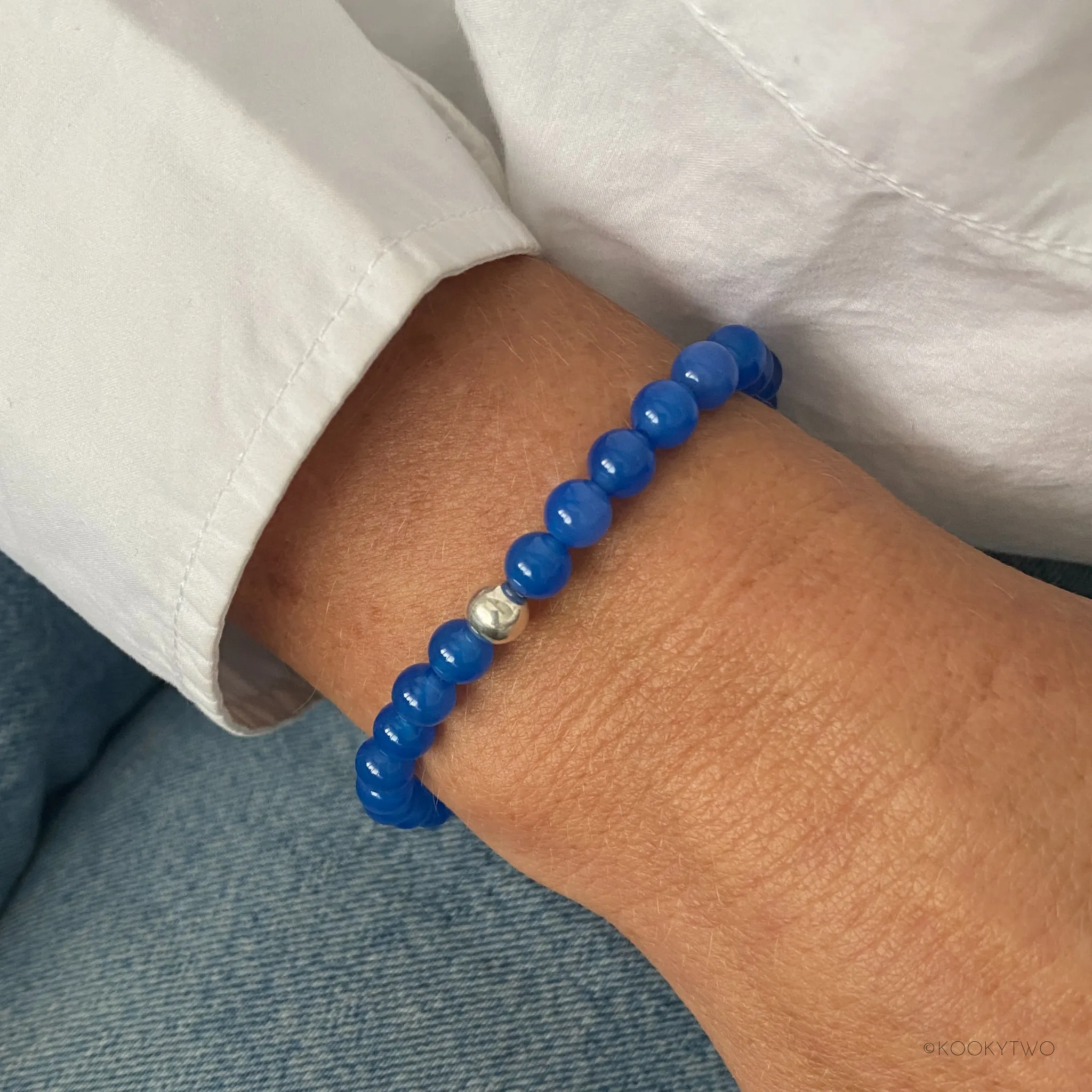 Blue Onyx Bead Bracelet