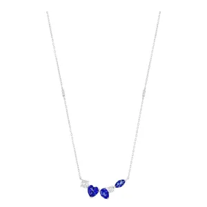 Blue Sapphire and CZ Multi-Shaped Bar Necklace
