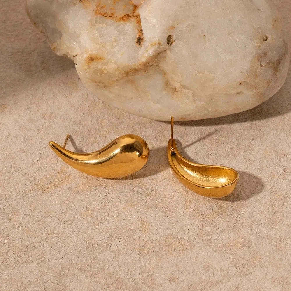 Boho & Mala Stainless Steel Gold Plated Stud Earrings