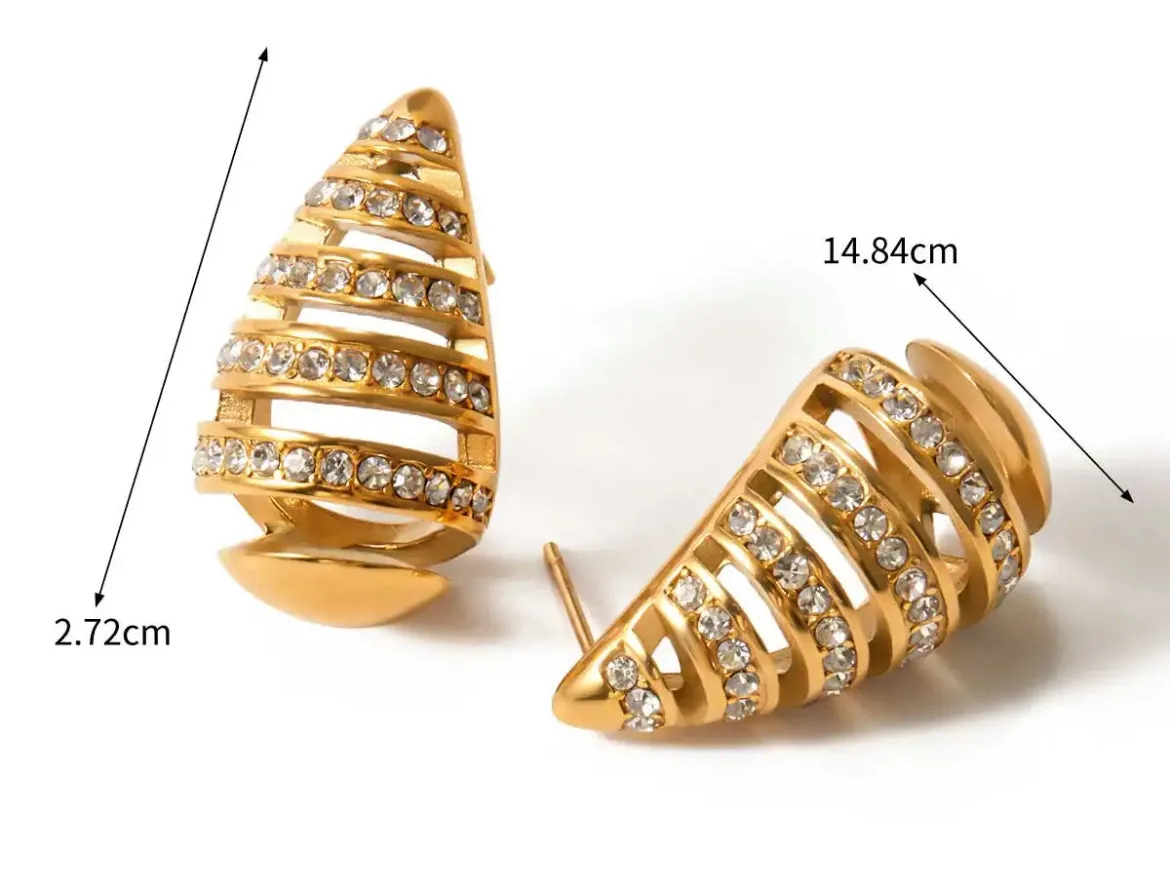 Boho & Mala Stainless Steel Gold Plated Stud Earrings