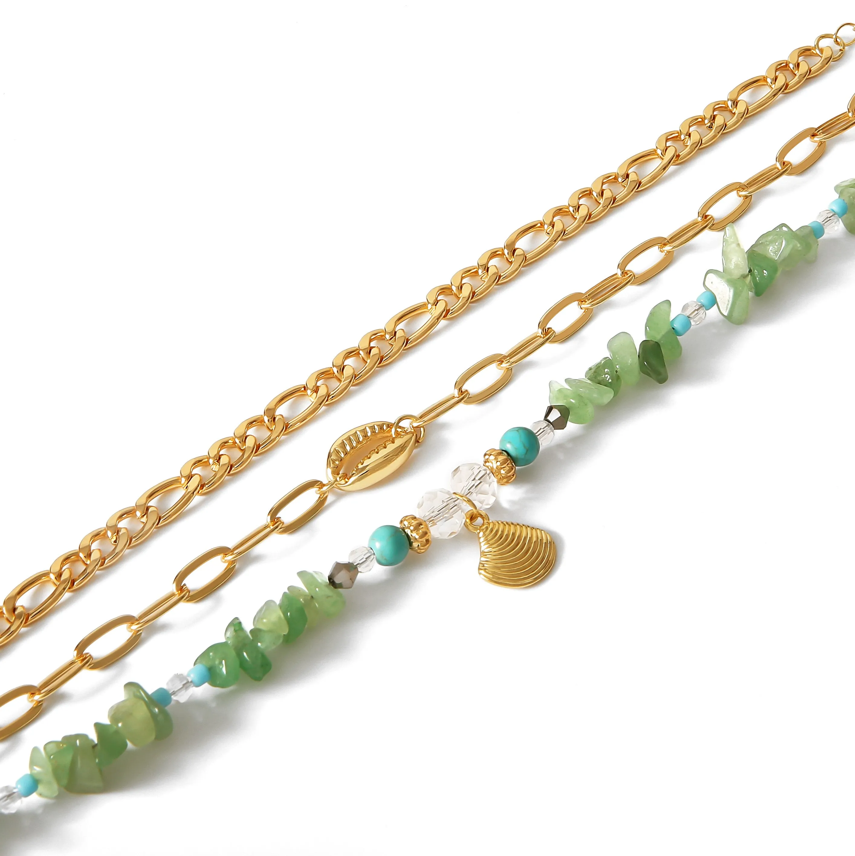 Boho Seashell Anklet Trio Set