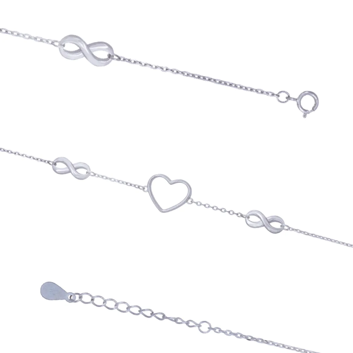Boundless Heart 925 Rhodium Plated Infinity Love Bracelets