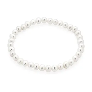 Bridal PinkWhite Pearl Stretch Bracelet Love Knot Infinity 7-8MM Wedding Jewelry