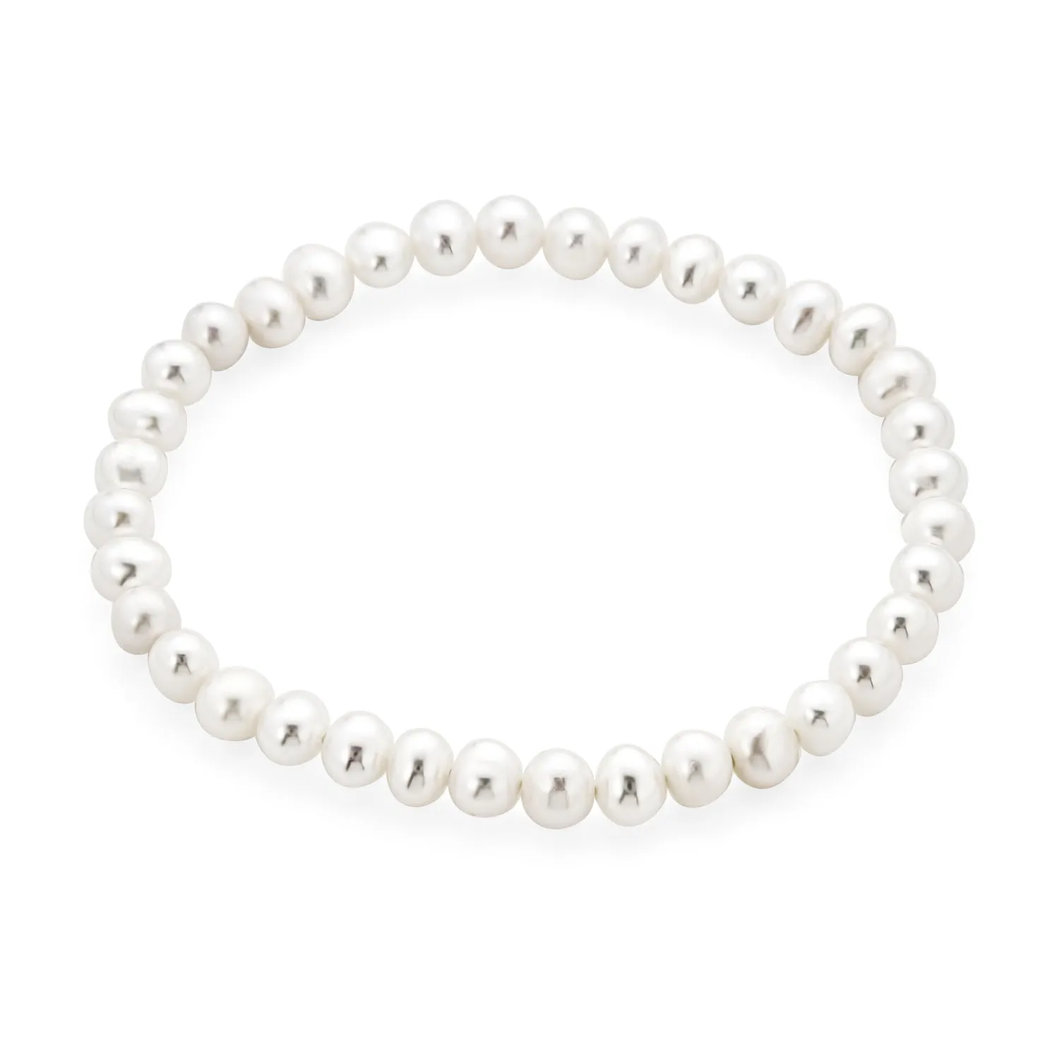 Bridal PinkWhite Pearl Stretch Bracelet Love Knot Infinity 7-8MM Wedding Jewelry