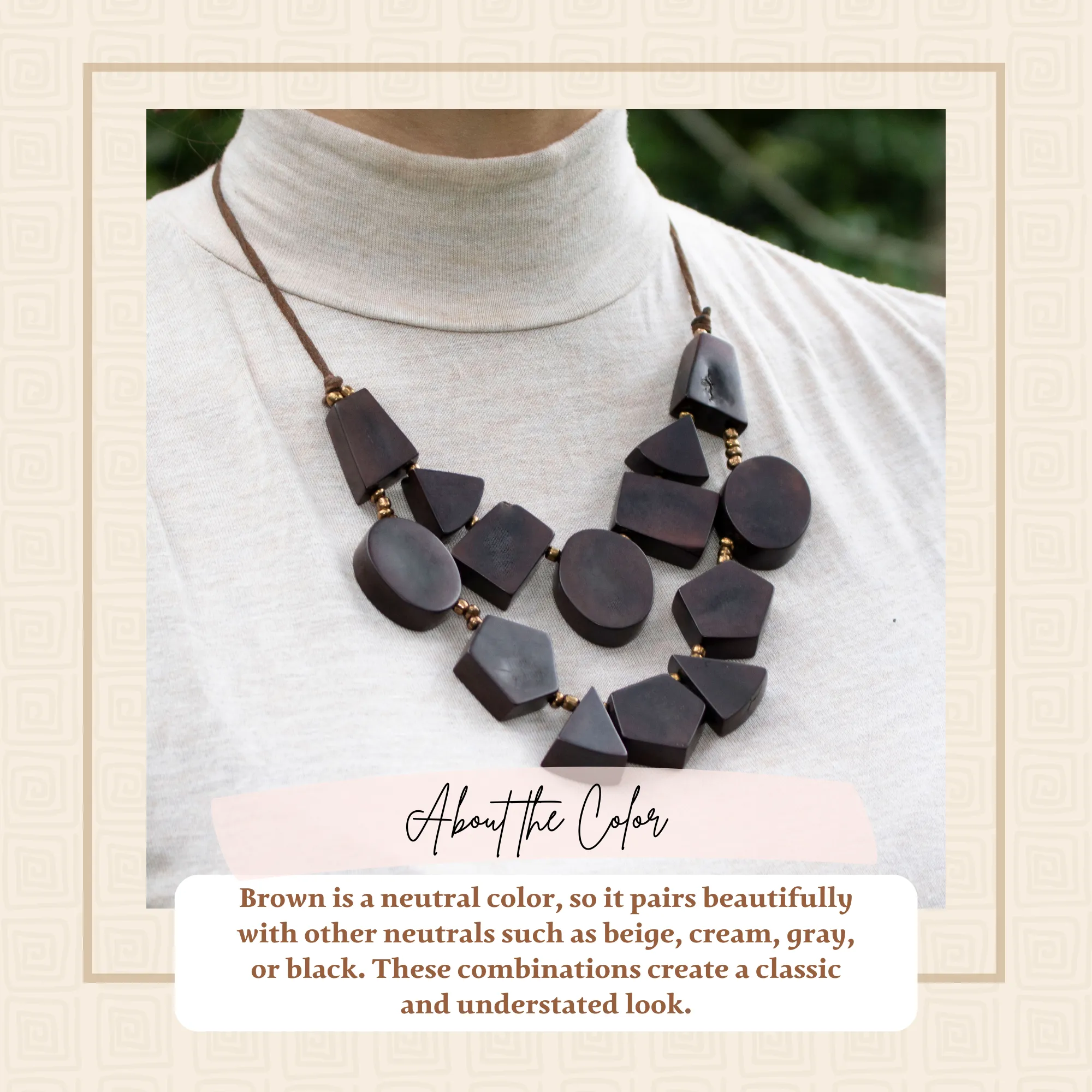Brown Tagua Geometric Necklace
