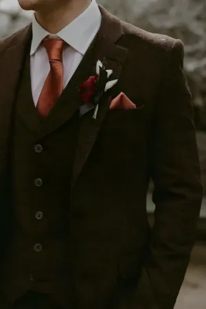 Brown Tweed Wool Suit for Men | 3-Piece Vintage Wedding & Groom Wear