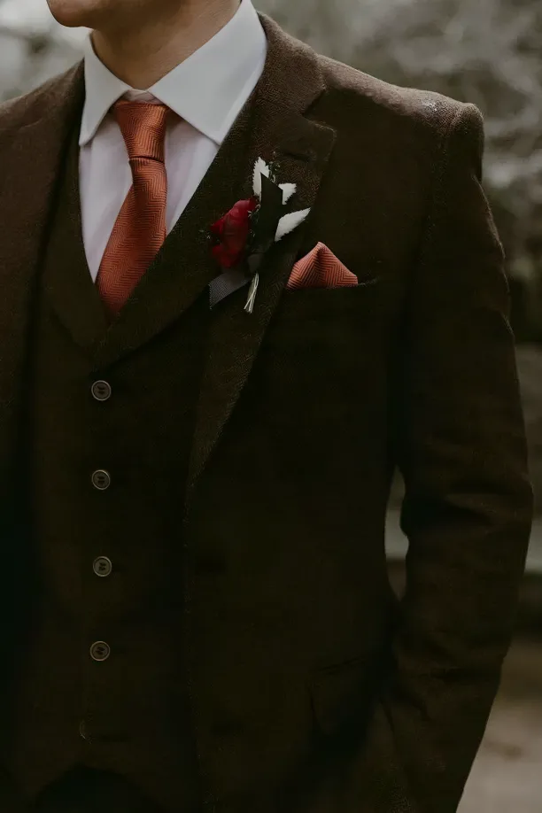 Brown Tweed Wool Suit for Men | 3-Piece Vintage Wedding & Groom Wear