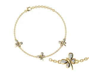 Butterflies Sterling Silver Anklet