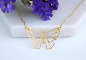 Butterfly Geometric Necklace - Gold