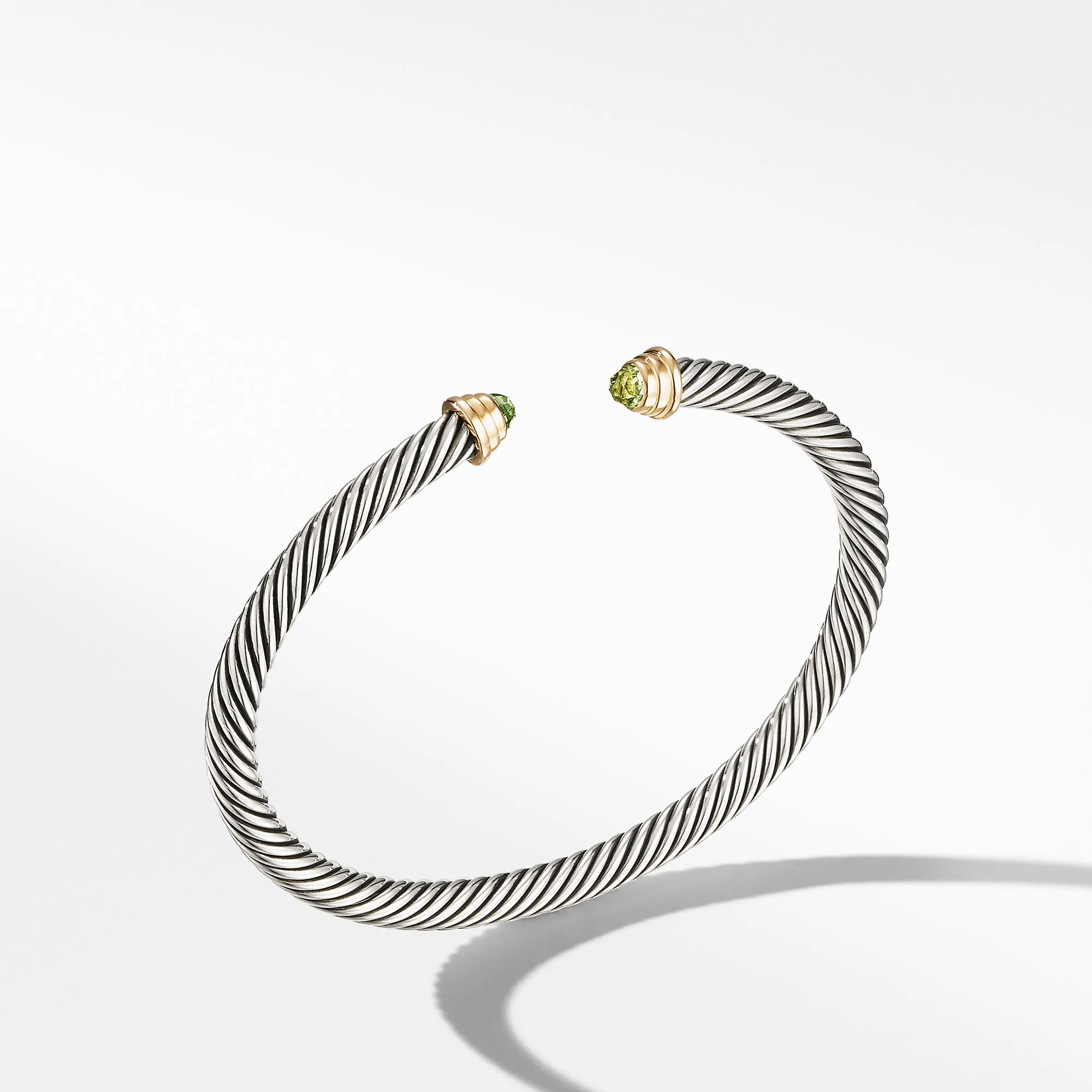Cable Kids® Birthstone Bracelet with Peridot and 14K Gold, 4mm