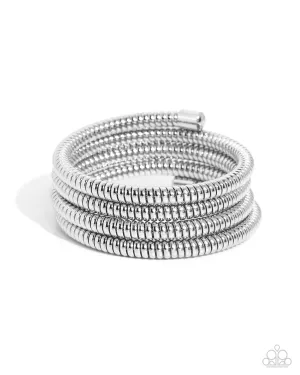 Casual Coils - Silver - Bead Paparazzi Coil Bracelet