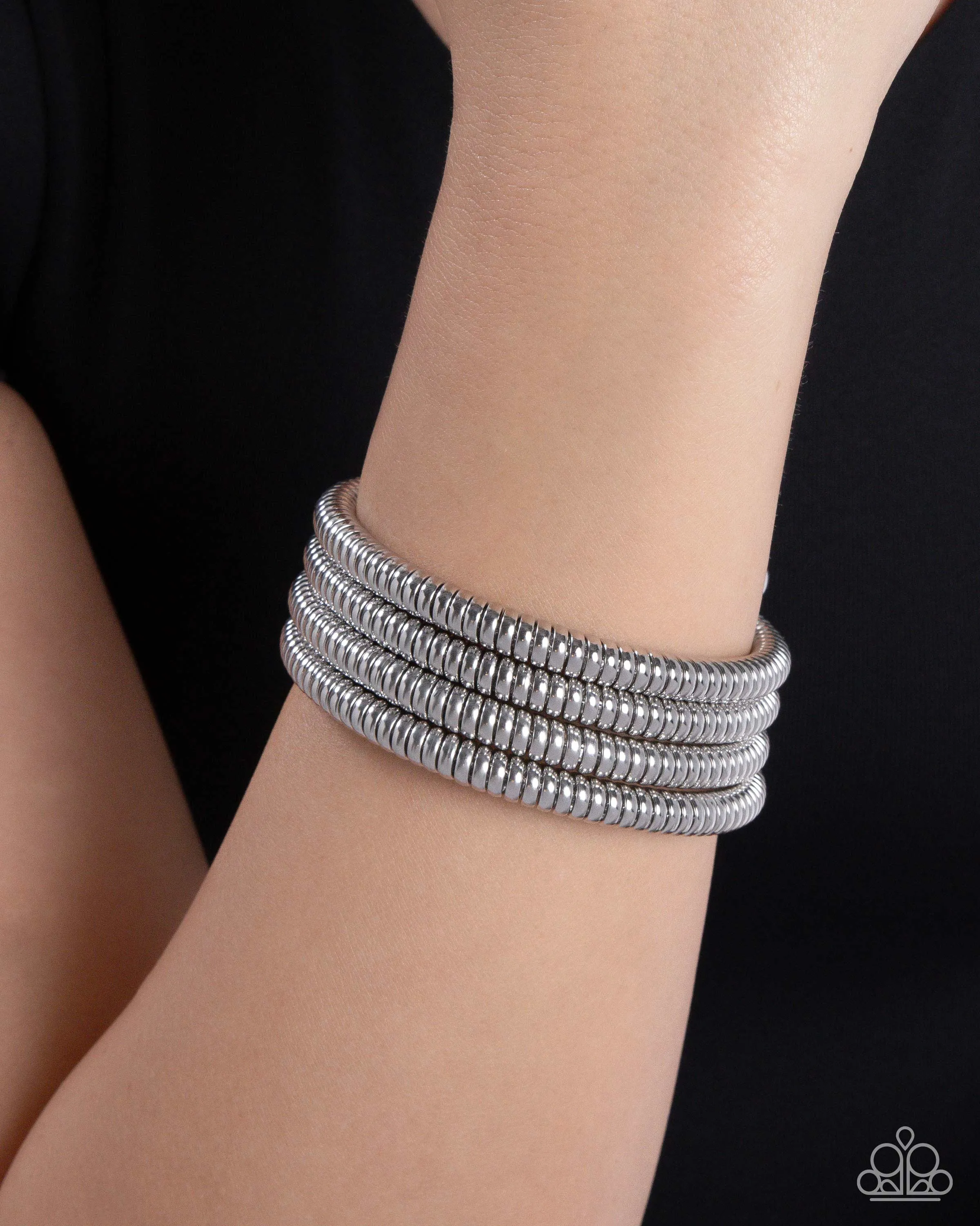 Casual Coils - Silver - Bead Paparazzi Coil Bracelet