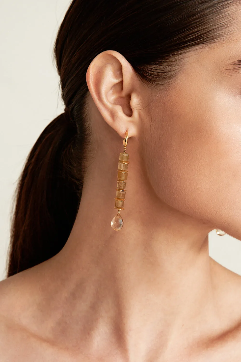 Chan Luu - Apatite Dangling Hoops (Gold)