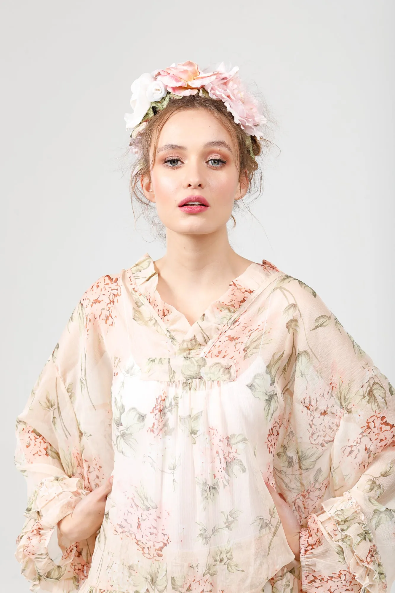 Chelsea Garden  flower crown. Pink /cream
