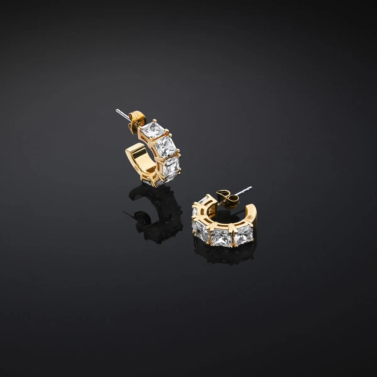 chiara ferragni classic gold plated crystal hoop earring 16mm