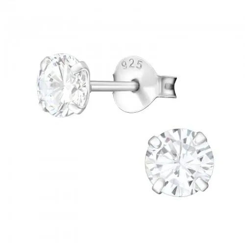 Children's Sterling Silver 'April Birthstone'  Stud Earrings