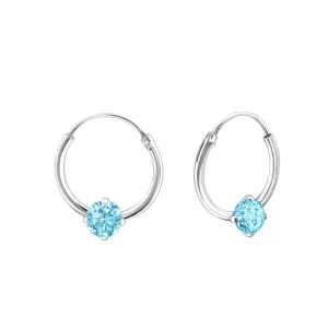 Children's Sterling Silver 'December Birthstone' Hoop Earrings
