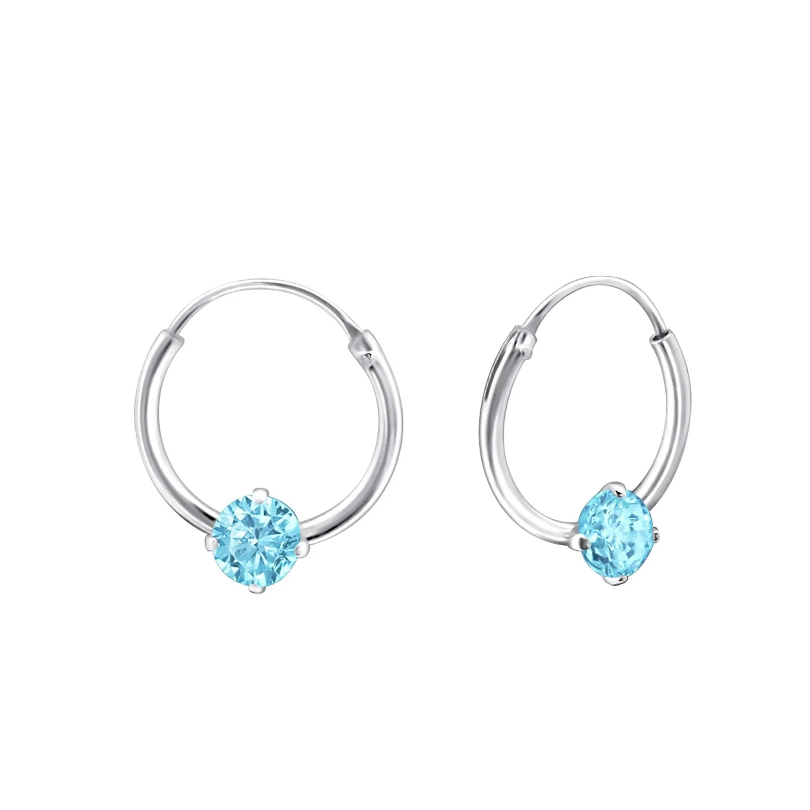 Children's Sterling Silver 'December Birthstone' Hoop Earrings