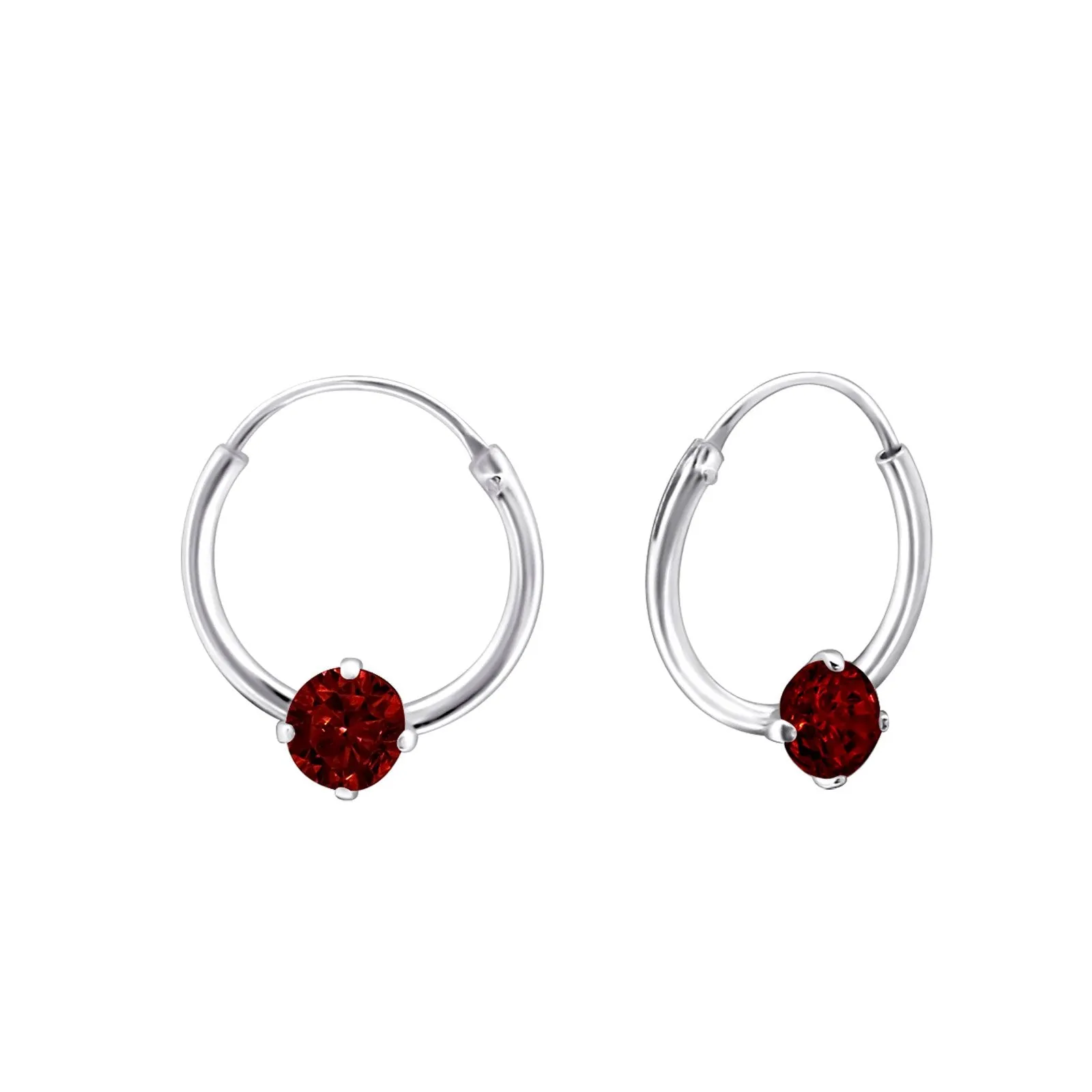 Children's Sterling Silver 'January Birthstone' Hoop Earrings