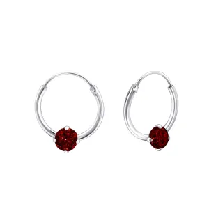 Children's Sterling Silver 'January Birthstone' Hoop Earrings