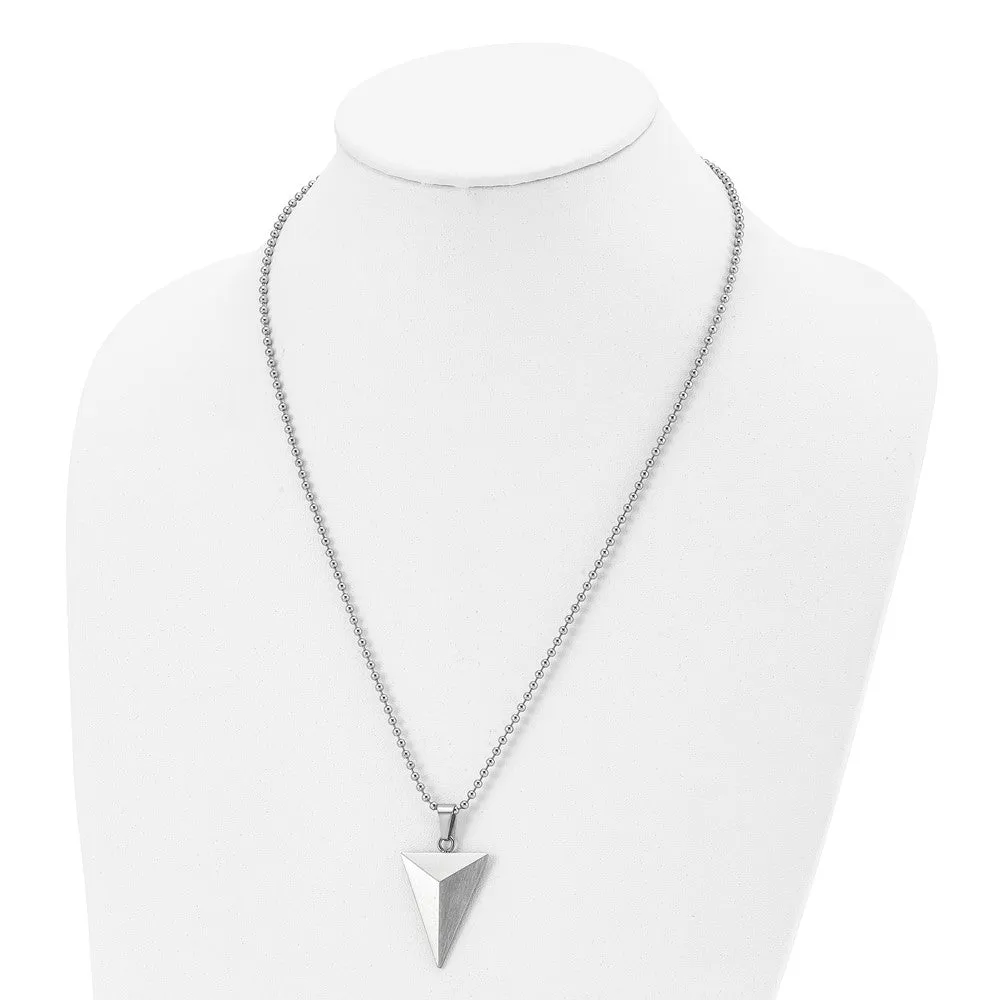 Chisel Stainless Steel Brushed Triangle Pendant on a 22 inch Ball Chain Necklace