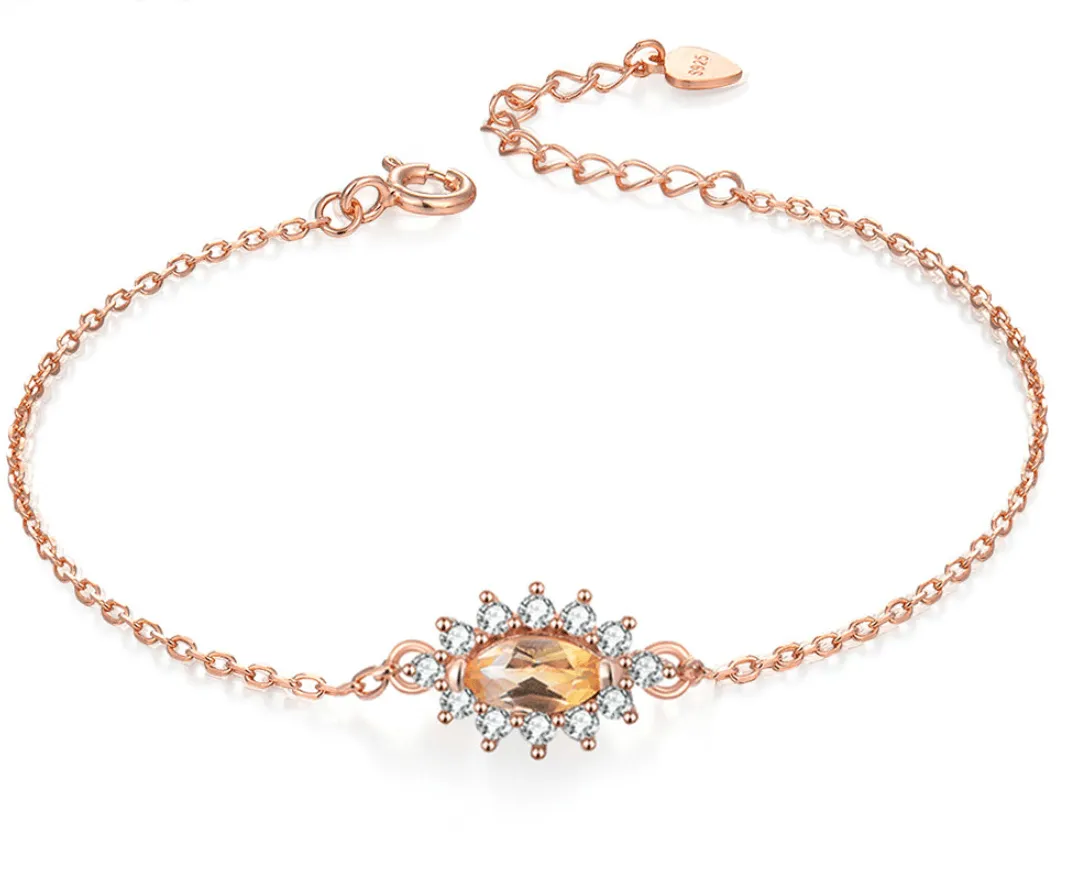 Citrine Bracelet | November Birthstone Bracelet | 18K Rose Gold Vermeil
