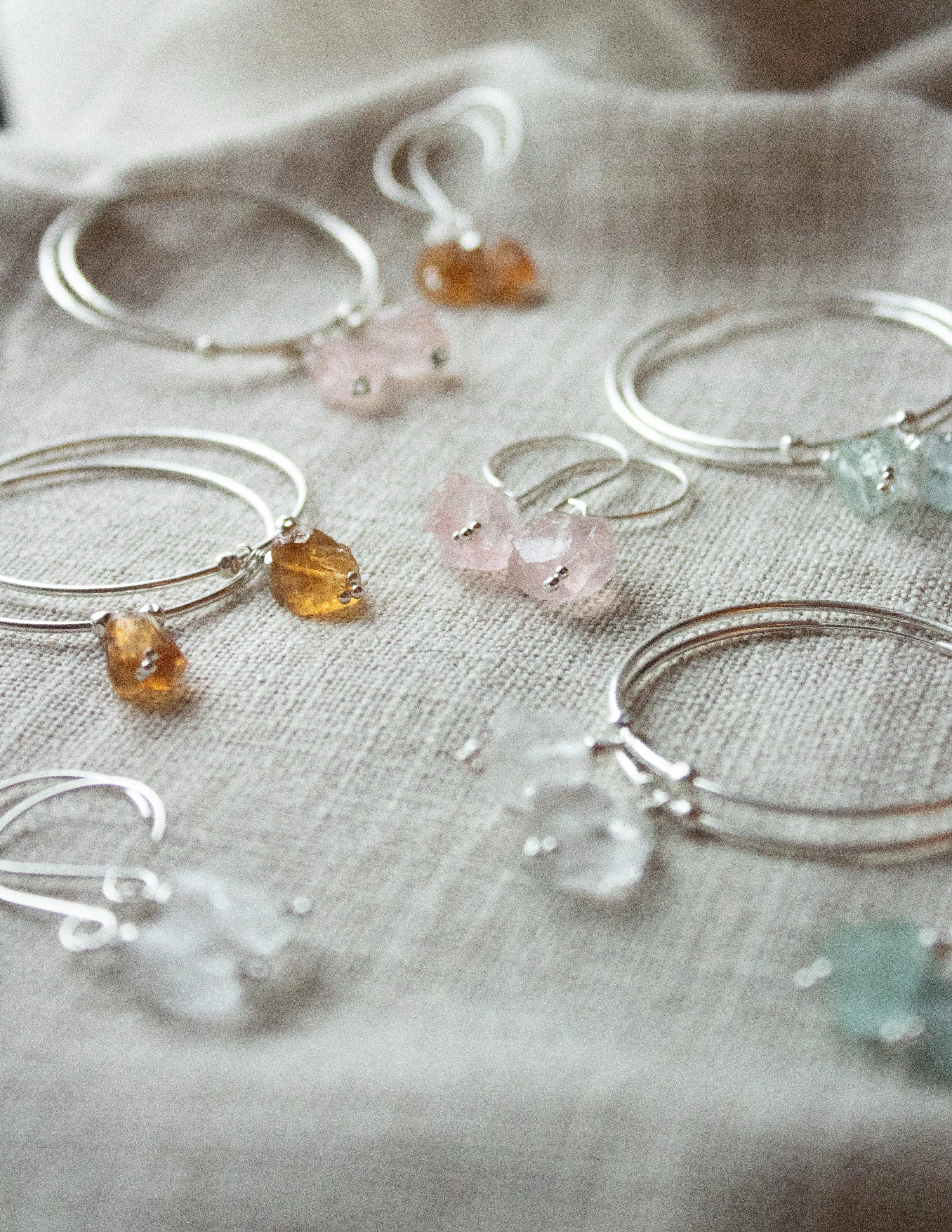 Citrine crystal hoop earrings