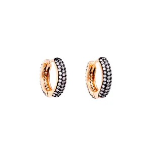 Clear Crystal Huggie Hoop Earrings in Rose Gold