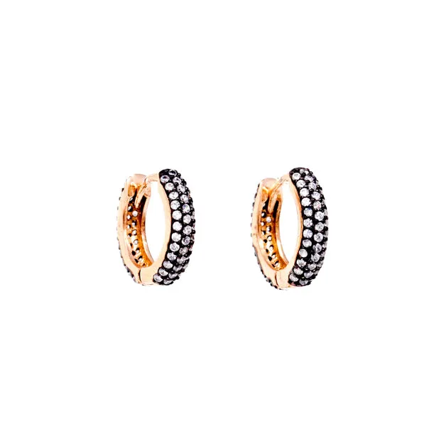 Clear Crystal Huggie Hoop Earrings in Rose Gold