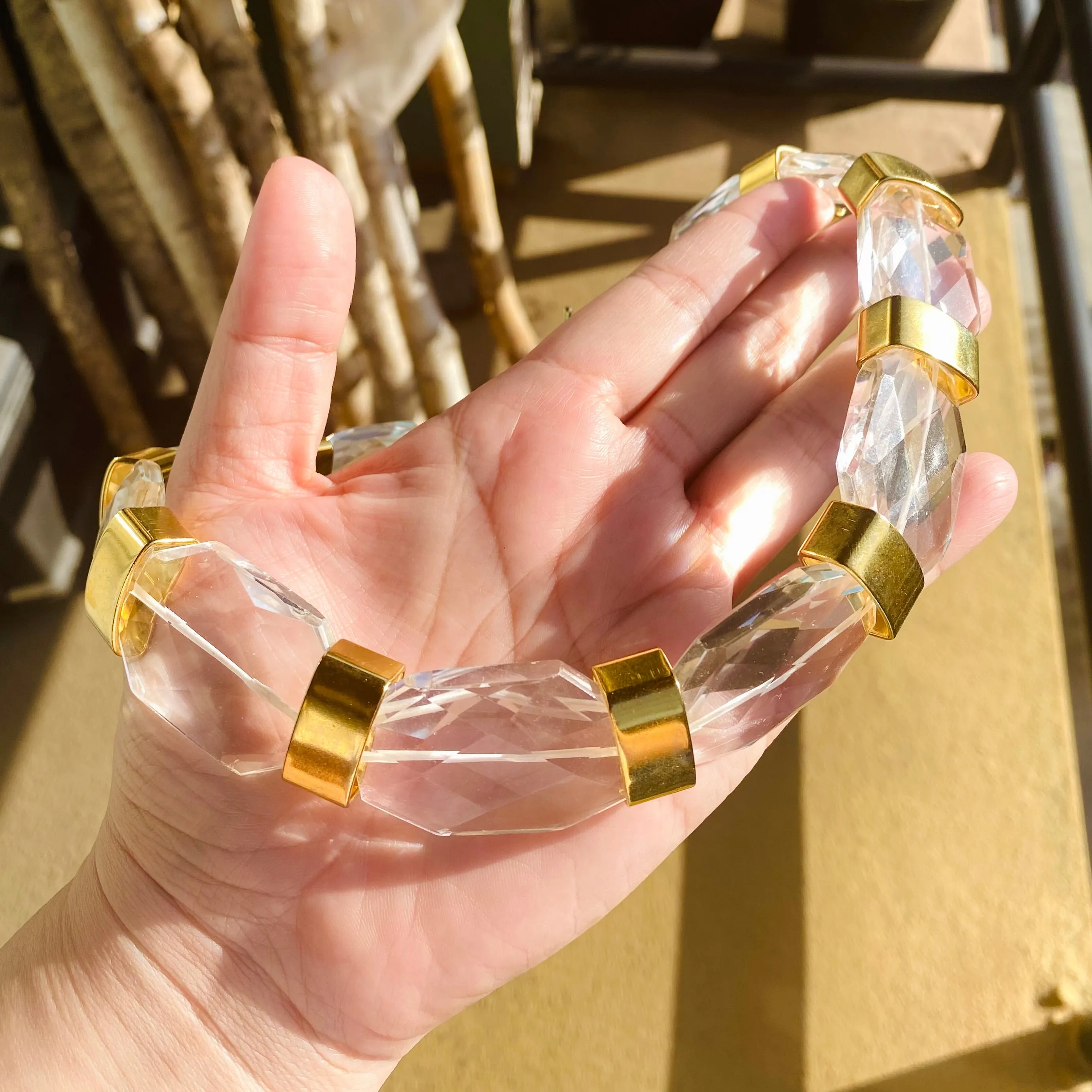 Clear quartz collar necklace
