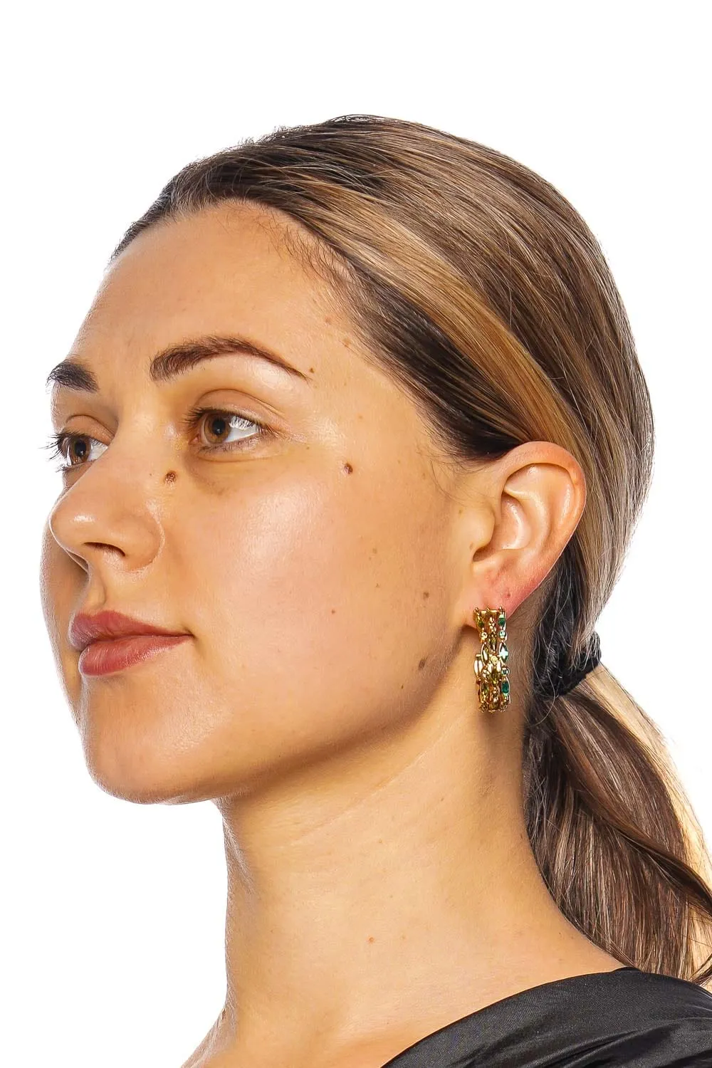 Clinton Green Crystal Hoop Earrings